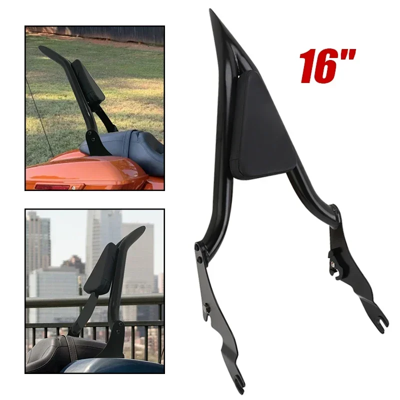 

Detachable Black Motorcycle 16'' Passenger Backrest Sissy Bar For Harley Touring Road King Street Glide 121 CVO Road Glide 23-24