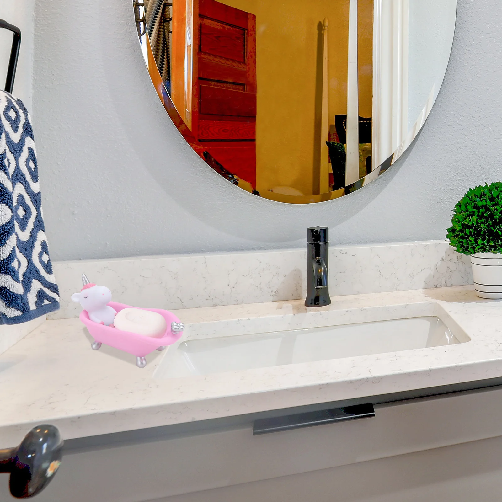 

1pc Unicorn Soap Box Cartoon Animal Bathtub Shape Drain Soap Tray Summer Household Storage Container For Bathroom Toilet
