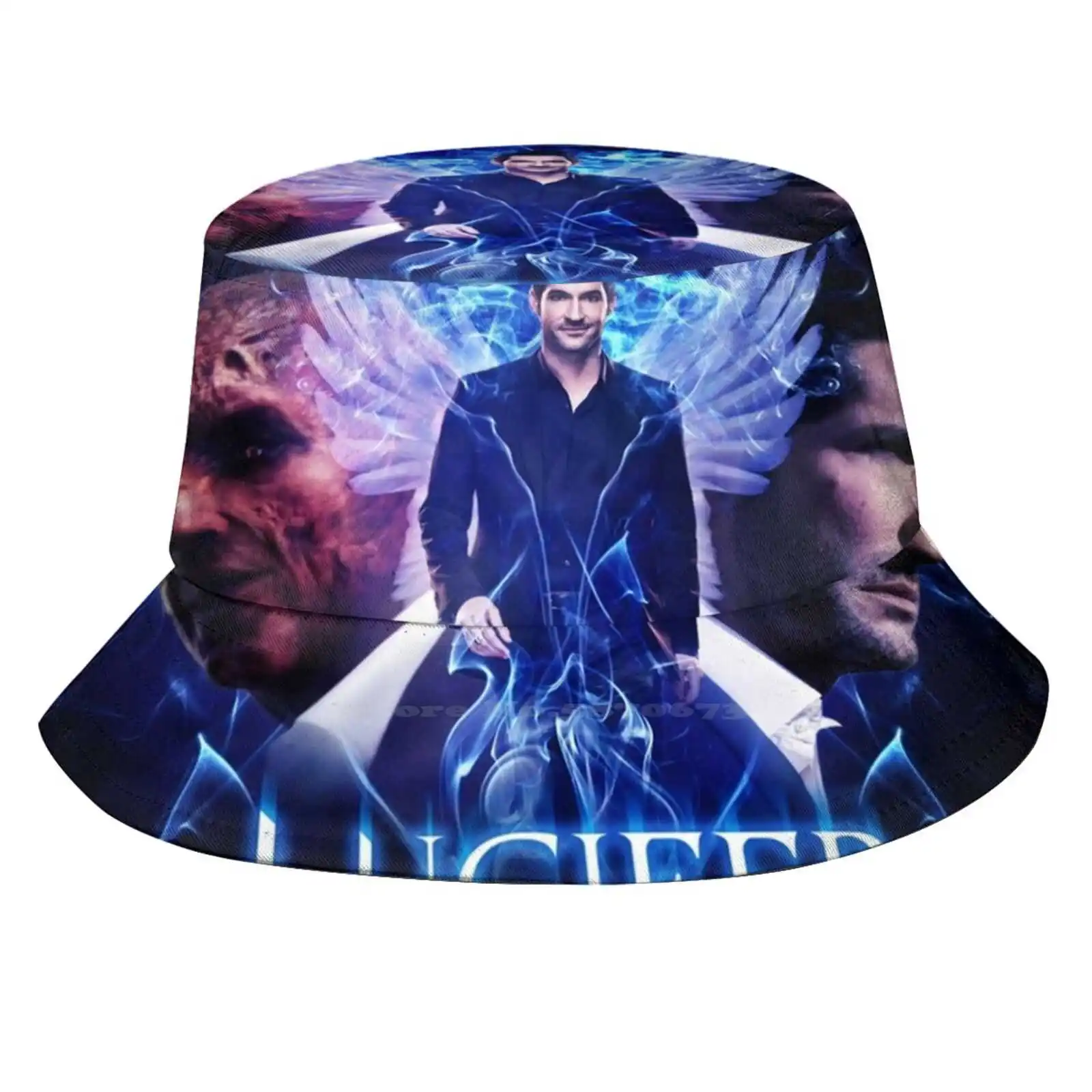 Lucifer Morningstar - Devil Vs Angel Print Bucket Hats Sun Cap Tom Ellis Lucifer Morningstar Devil Angel Kristin Harris Tv Show