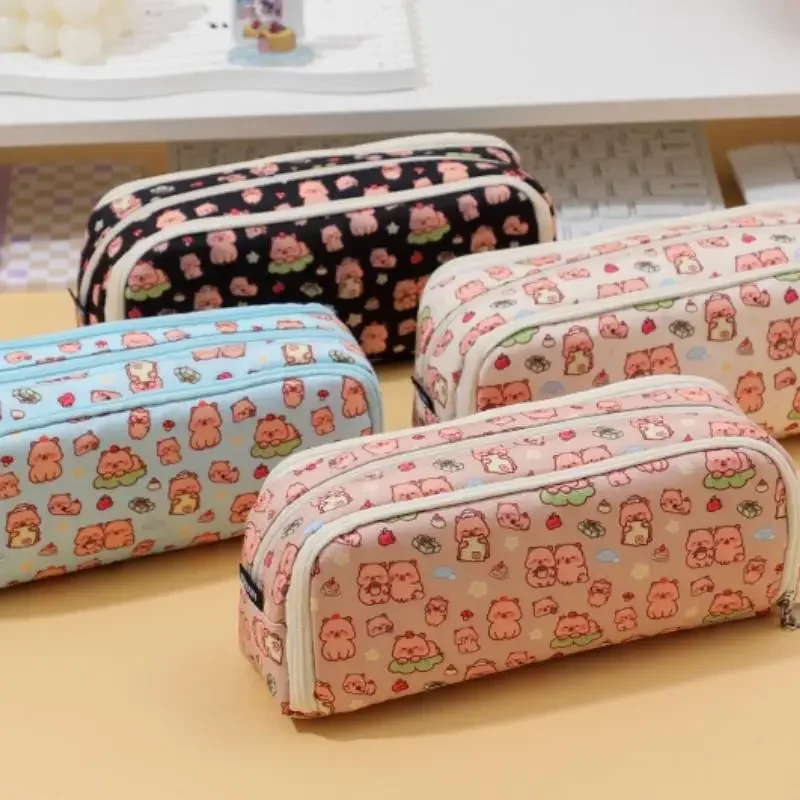 Cute Capybara Capybara Pen Case Multifunctional Double Opening Pencil Case Large Capacity Universal Pen Box Stationery Box