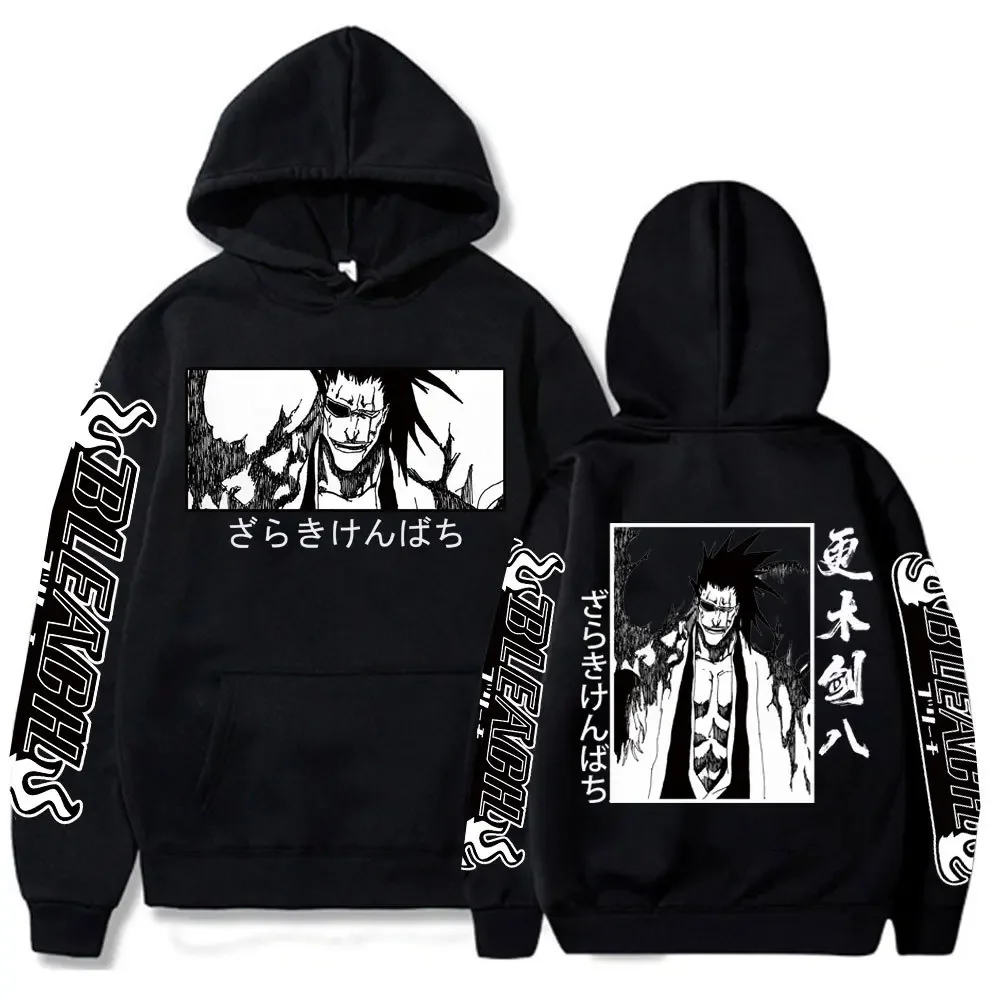 Japanese Anime Bleach Y2K Men Zaraki Kenpachi manga Hoodies Graphic plus size Funny Harajuku Cartoon Pullovers Male Sweatshirts