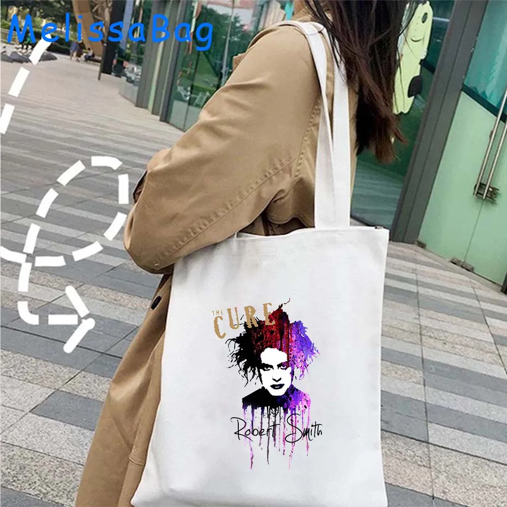 1986 The Cure Robert Smith Rock Band Punk Hip Hop Cute Gifts Canvas Shoulder Tote Bag Fashion Graphic Style Handbag Shopping Bag