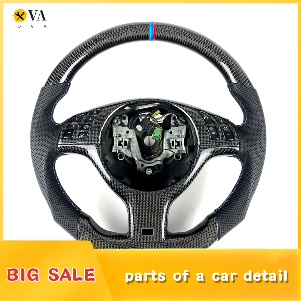 FOR BMW M3 E46 E39 E53 330ci 325i Steering Wheel Carbon Fiber Handmade Leather Customized Car Steering Wheel 2001-2003