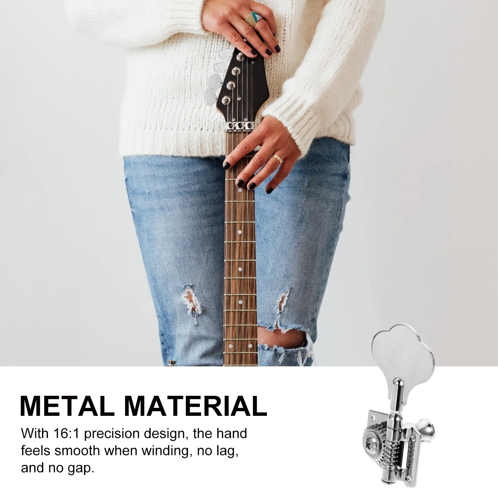 

1Set Bass String Machine Head Heavy Duty Metal Build Improve Sound Quality Left Handed Tuning Pegs Guitar Accessories