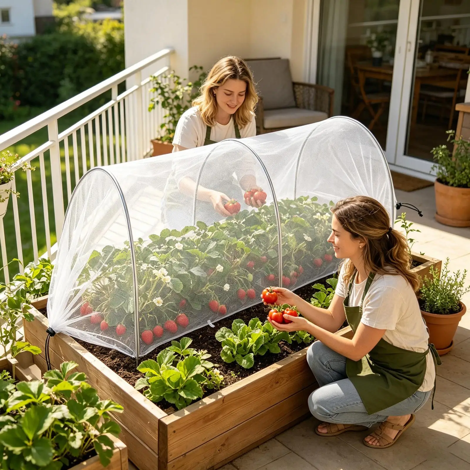 Garden Row Covers Pop-up Weatherproof Bird Barrier Pop-up Garden Bed Tunnel Net for Outdoor Patio Backyard Strawberry Tomato