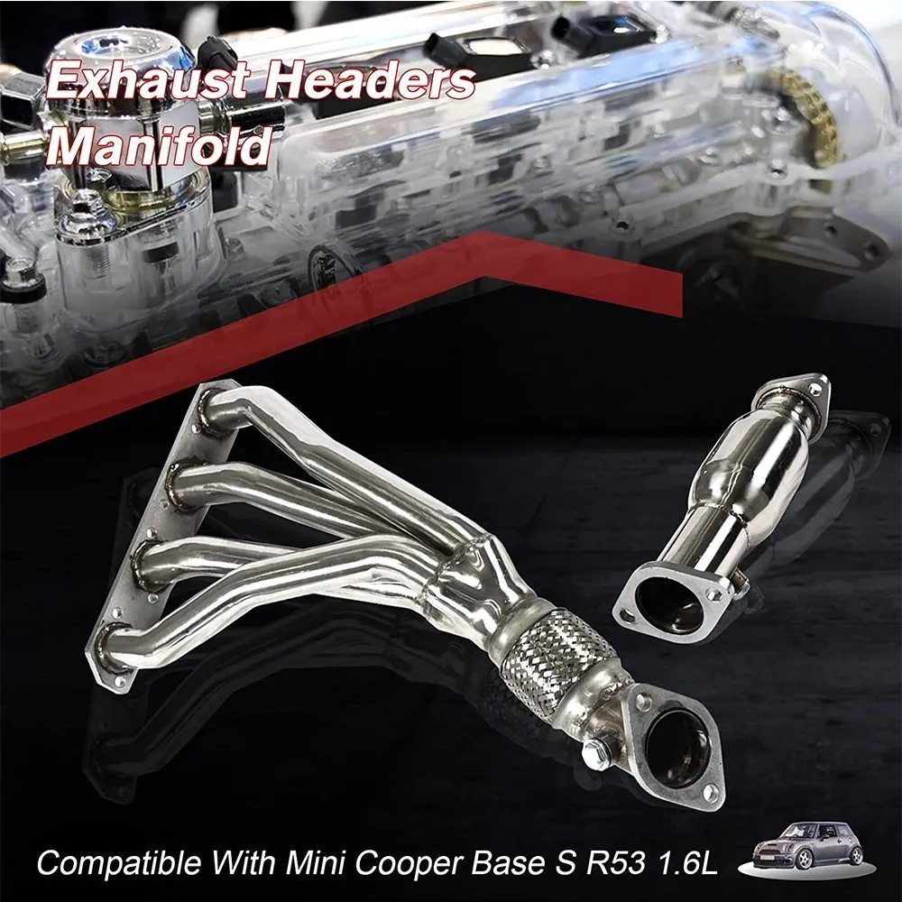 Stainless Steel Exhaust Headers Manifold Long Tube Exhaust Manifold Header With Pipe For Mini Cooper Base S R53 1.6L Engine