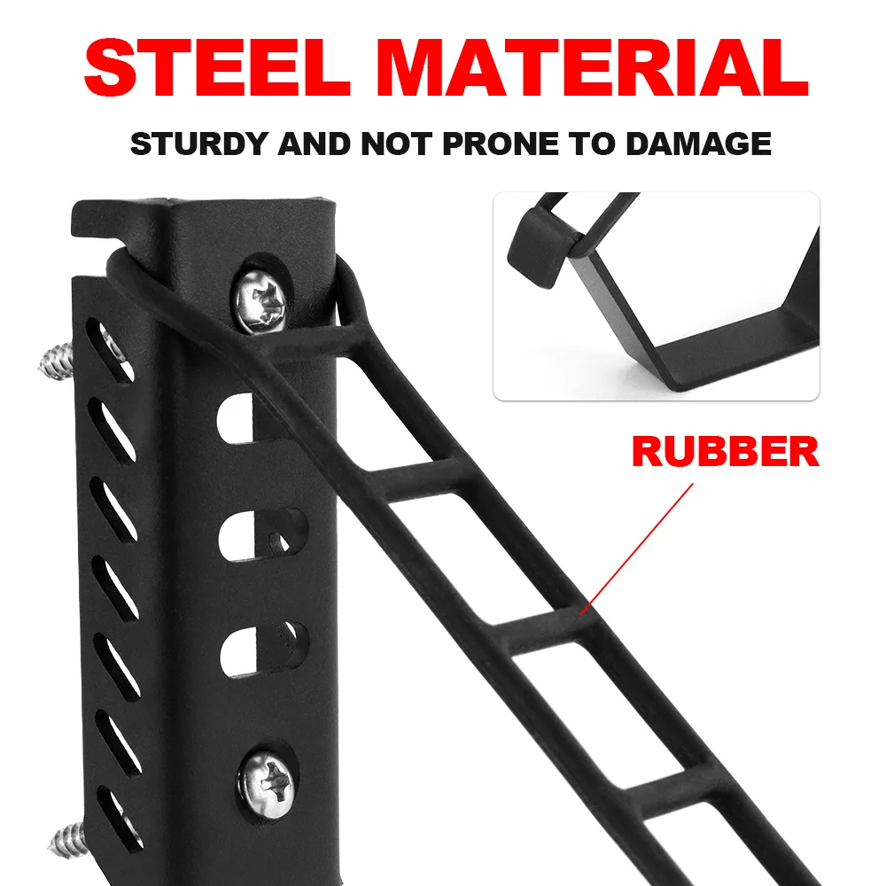 UTV Universal Hunting Tool Holder Rack Wall Mount Black Horizontal Storage Steel Hooks Versatile for Tools Gear and Accessories