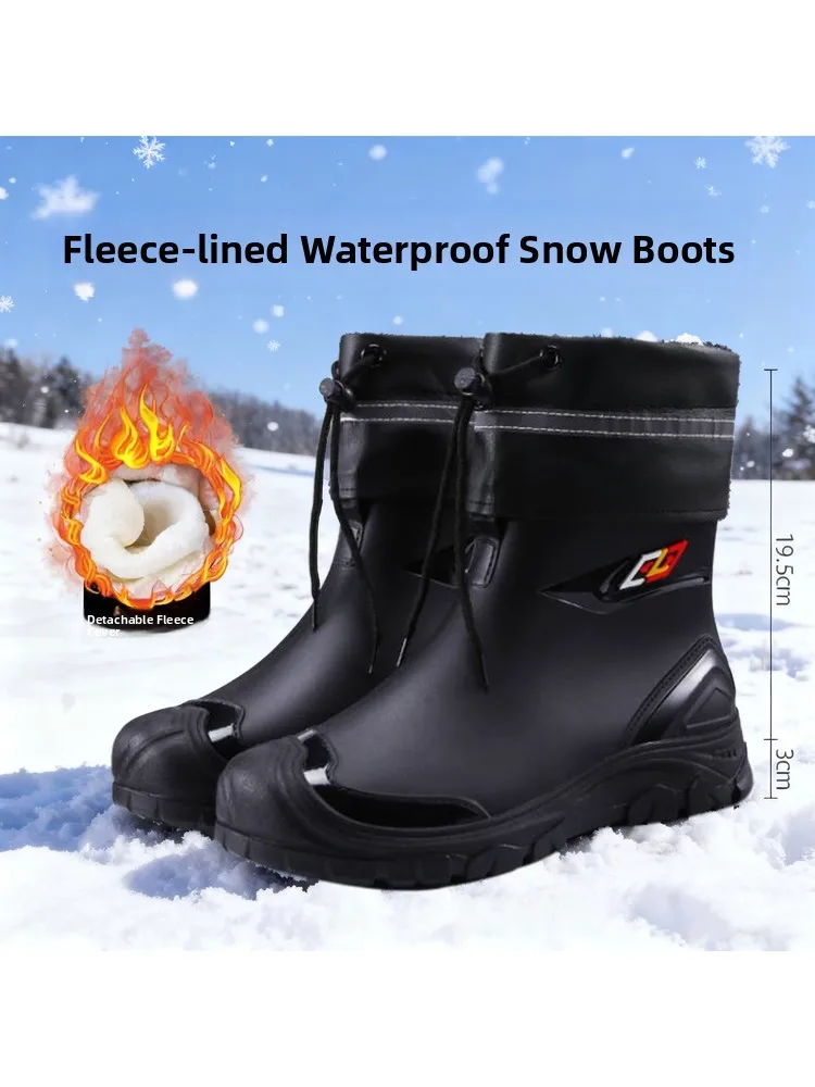 

Men's Waterproof Fiing Lightweight Snow Boots Warm Anti-slip Rubber oes for very Rider Rain Boots Outdoor Cam Tra...