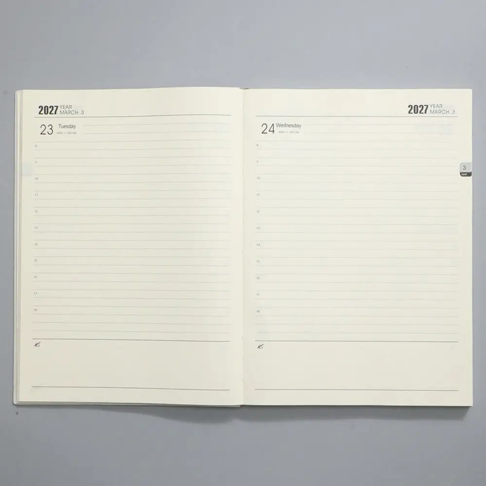 New PU 2027 Daily Planner Hardcover A4 Daily Plan Notebook Lined Pages Organizer Notebook Personal Scheduling