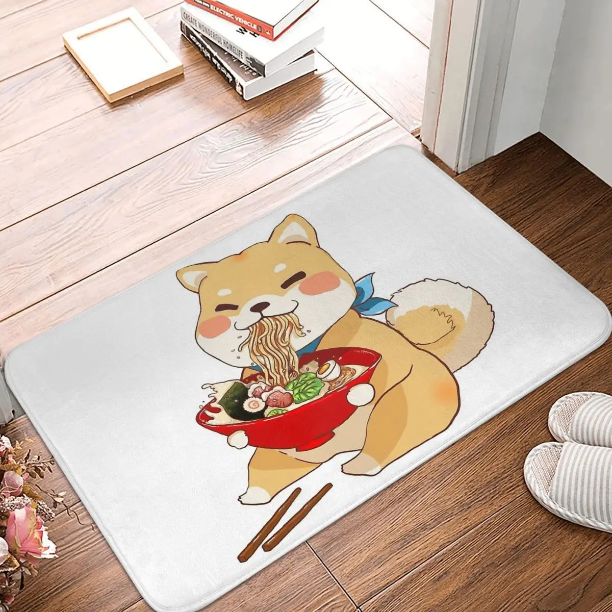 Shiba inu Non-slip Doormat Cute Bath Bedroom Mat Welcome Carpet Flannel Pattern Decor