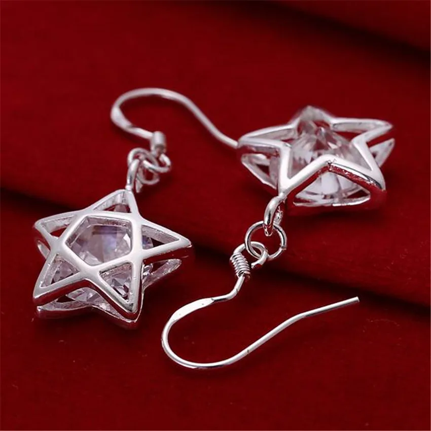 

korean fashion 925 Sterling Silver charm Star Crystal Earrings for Women designer jewelry Fashion Wedding Party Christmas Gifts