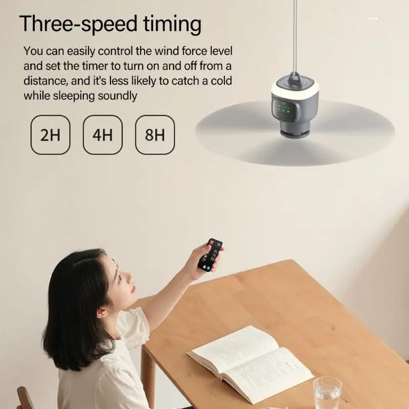 

Rechargeable Hanging Fan with Remote,3 Speeds, LED Light for Camping Tents & Outdoor Use