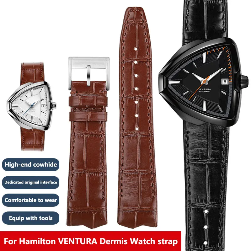 Original style strap interface dermis Watch strap For Hamilton VENTURA H24535331/H24525331/H24585331 Men Black brown Watchband