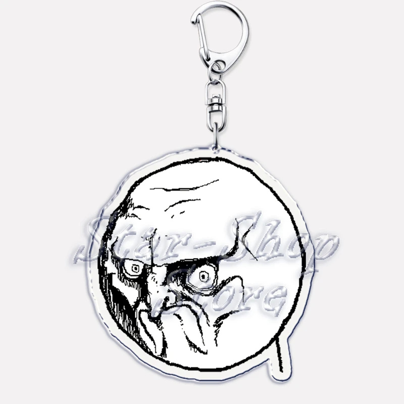 Funny TrollFace Keychain for Accessories Bag NoMeGusta Rage Face ForeverAlone Pendant Key Chain Ring Keyring Jewelry Fans Gifts