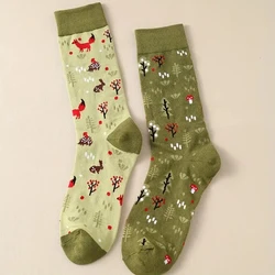 1 Pair Unisex Asymmetrical Fun Mid Tube Socks Fashionable Animal Print Patterns Both Men Women Gift Socks Suitable Outdoor Wear