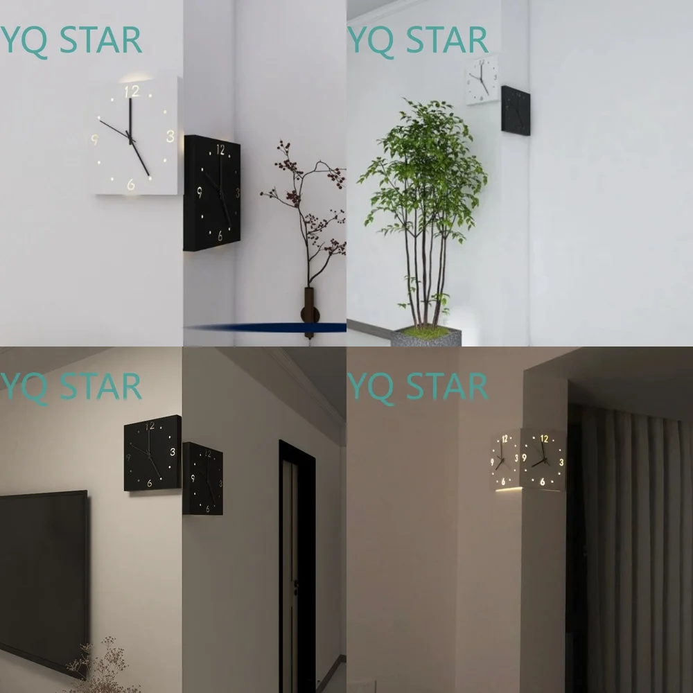 LED Wall Clock for Living Room Bedroom Home Decor Modern Silent Quartz Hanging Clock with Metal Frame Artistic Noiseless