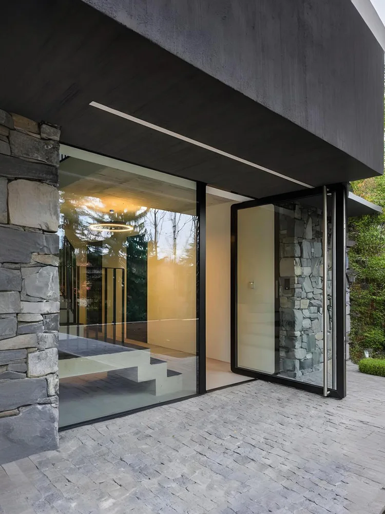 Sixinalu Pivot Door With Smart Lock Patio Exterior Interior Main Front Center Doors Aluminum Double Glaszed Home Office Custom