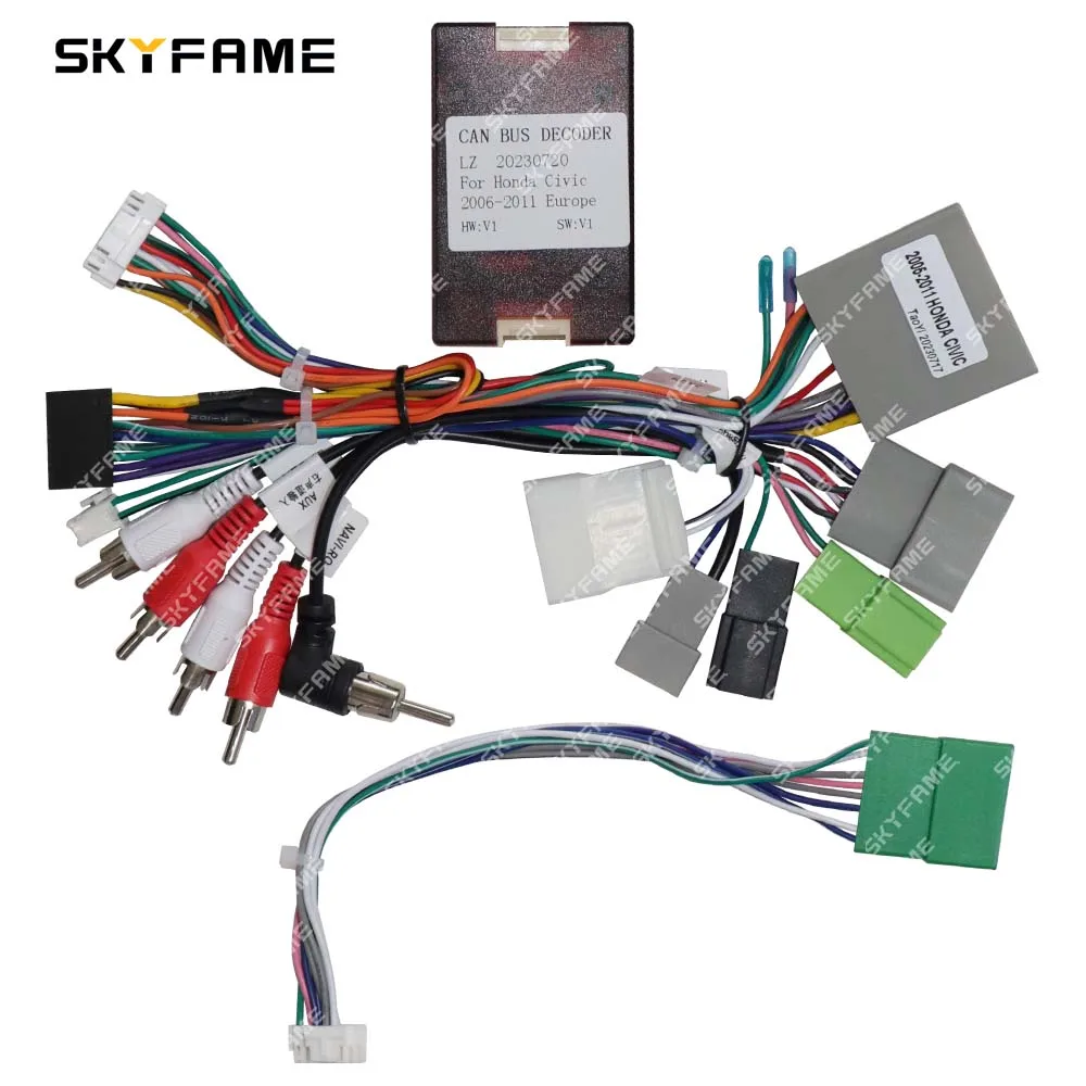 Luzheng For Honda Civic 5D Hatchback Car 16pin Wiring Harness Adapter Canbus Box Decoder Android Radio Power Cable