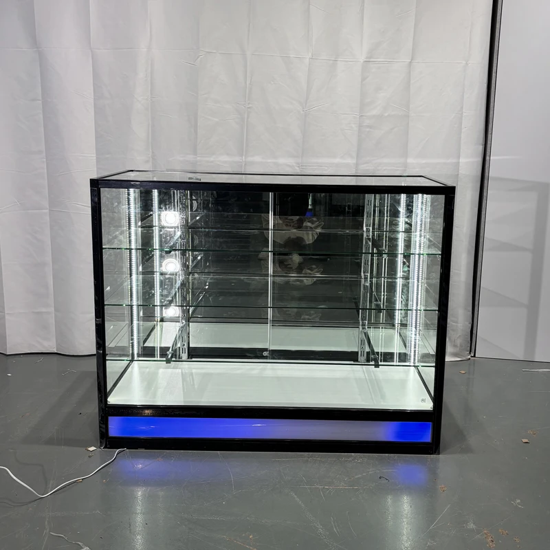 Customizable Glass Display Cabinet with LED Lights for Smoke Shop Retail Store and Jewelry Display
