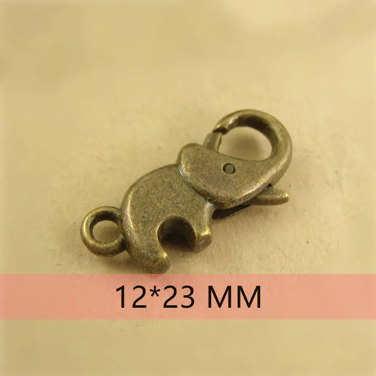 

40pcs 12x23 mm Animal Elephant Shape Lobster Buckle Clasp Hooks Alloy Antique Bronze Keychain Keyrings Jewlery Findings DIY