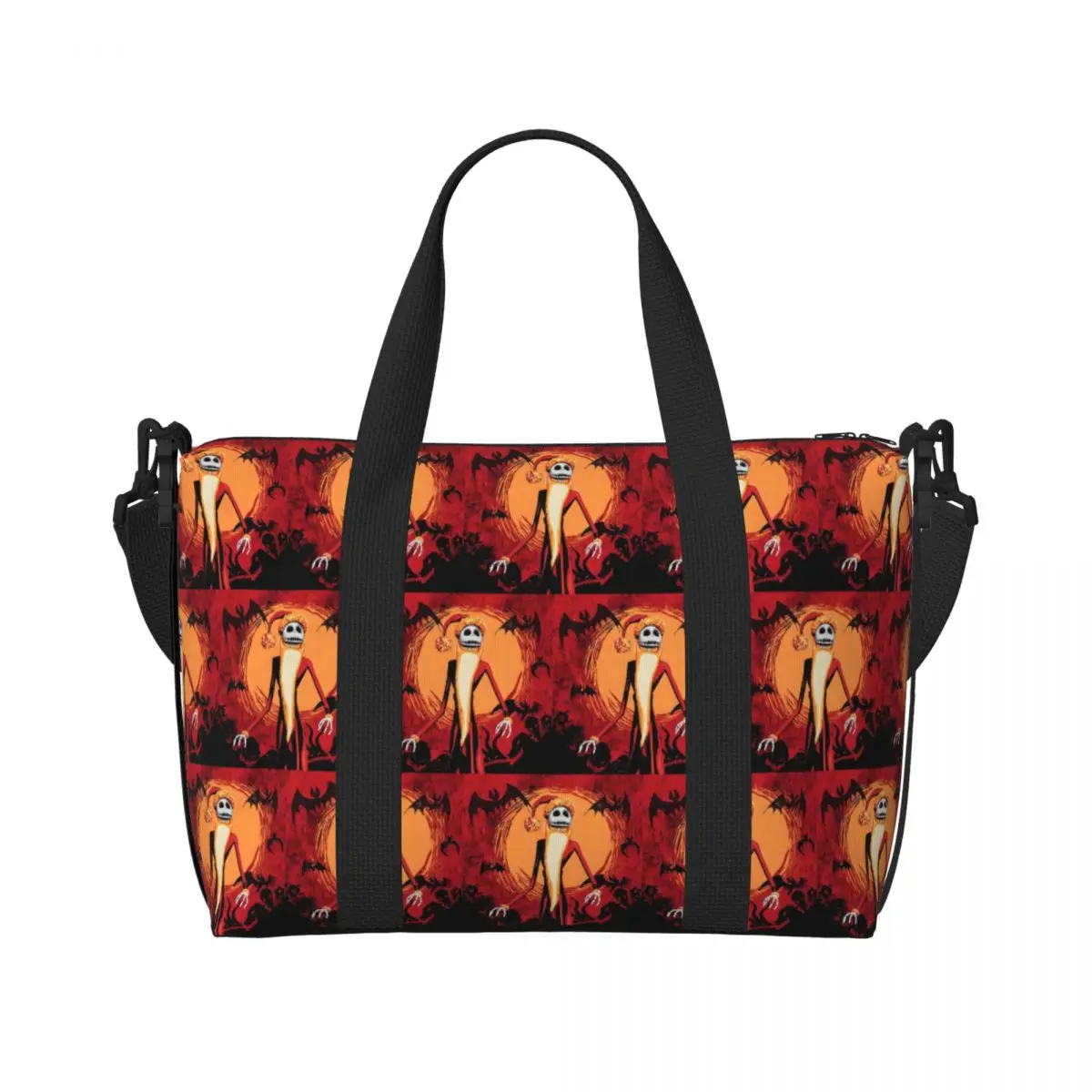 

Женская большая сумка Джека Скеллингтона на заказ, большая вместительная дорожная сумка для пляжного спортзала со скелетом