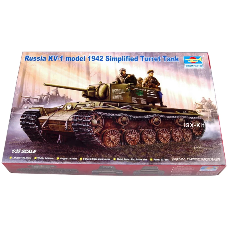 

Trumpeter 00358 1/35 Russian KV1 KV-1 Mod1942 Simplified Turret Heavy Tank Gift Military Toy Plastic Assembly Building Model Kit