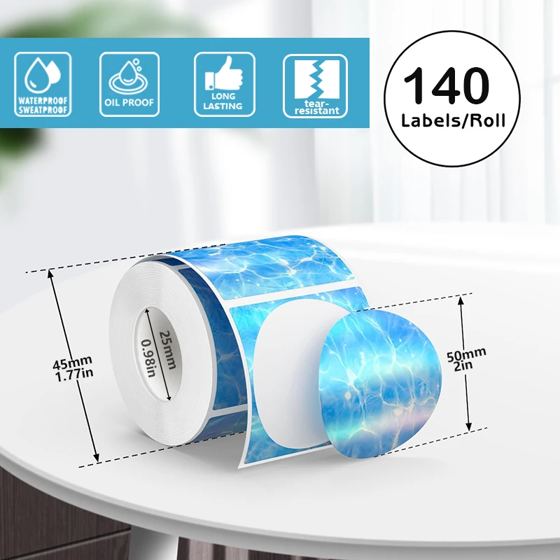 M110/M200/M220 Holograficzne Laserowe KOLOROWE Okrągłe Naklejki 50x50mm DIY Etykiety Samoprzylepne do Phomemo M120 E210 Marklife P50 HPRT T20 Maker — zdjęcie produktu 2