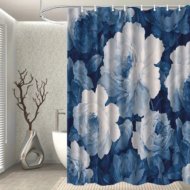 

1 шт. занавеска для душа с цветочным узором тай-дай, полиэфирная ткань, можно стирать в машине, с крючками, подходит для декора ванной комнаты.