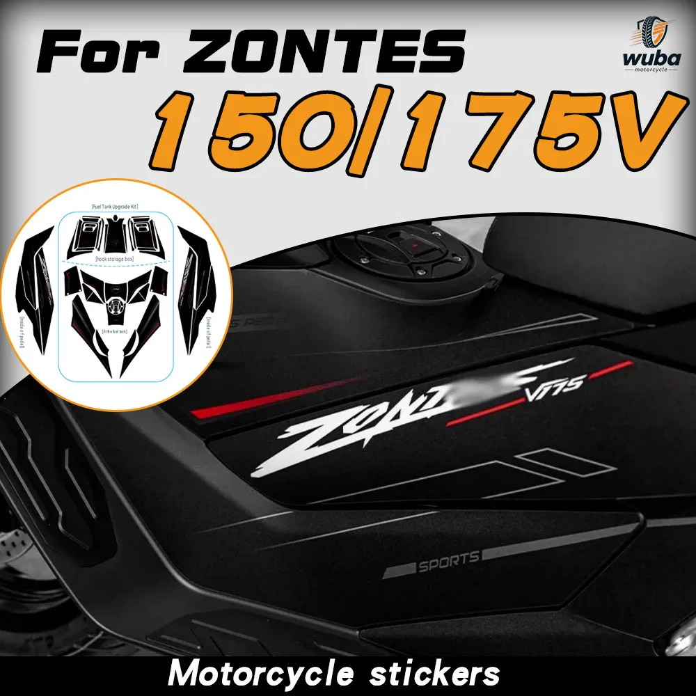 Suitable for 2026 ZONTES 175V/150V: Anti-scratch tank film, protective decals, and footrest stickers (decorative accessories)