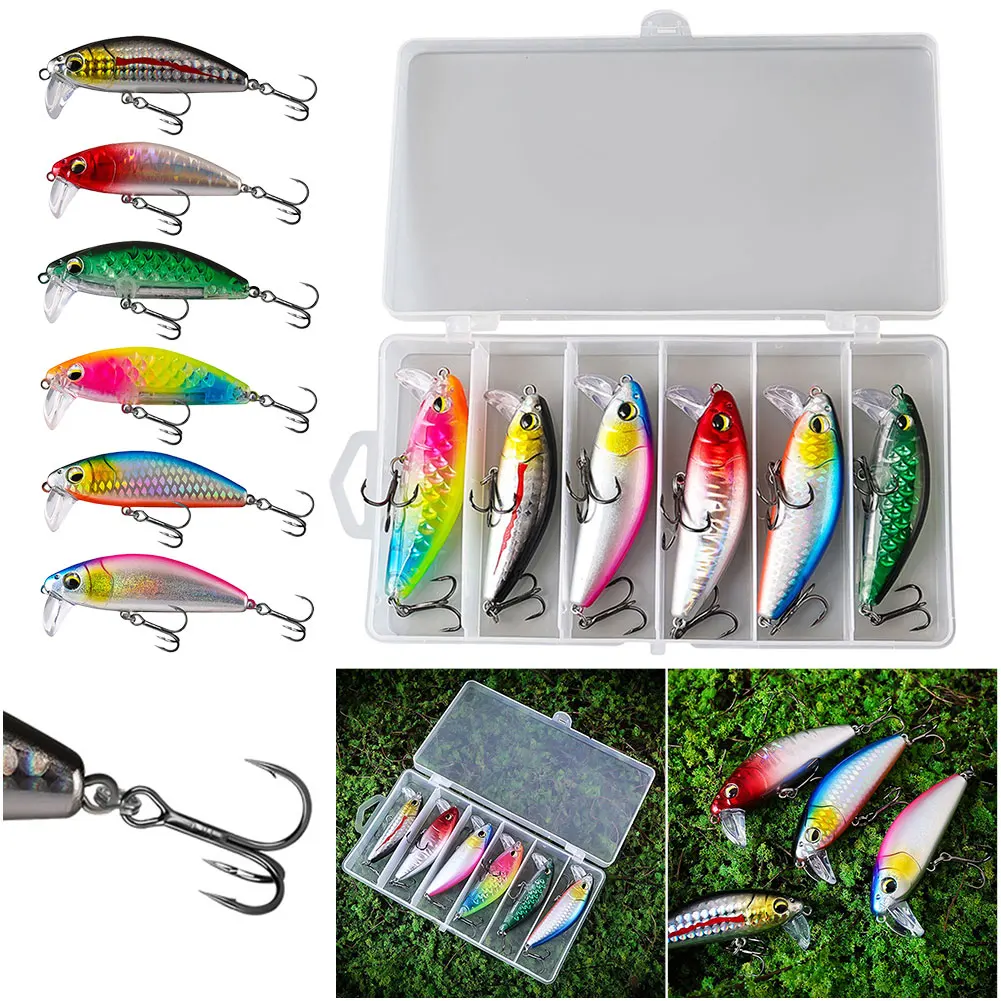 

6 шт. 7 см 14 г рыболовных приманок, тонущие искусственные приманки с 3D глазами, воблеры, твердые приманки для ловли басса, щуки, форели