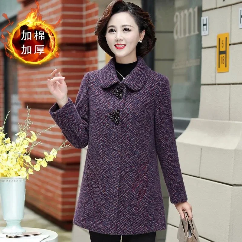 

Korean Middle Aged Mother Fashion Mink Fur Coat 2025 Women Medium Long Styles Jacket Autumn Winter Femme Thicken Woolen Outwear