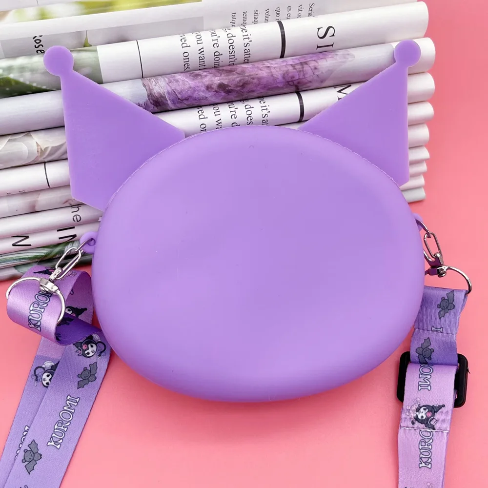 Torba Sanrio Kawaii Kawaii Kuromi silikonowa torba na ramię wodoodporna torebka na monety lalki z kreskówek torba Crossbody na prezent urodzinowy