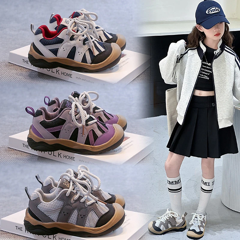 

Children Casual Shoes Mesh Breathable Kids Running Shoes Toes Capped 2025 Spring Autumn New Students Sports Tennis Shoes Trendy