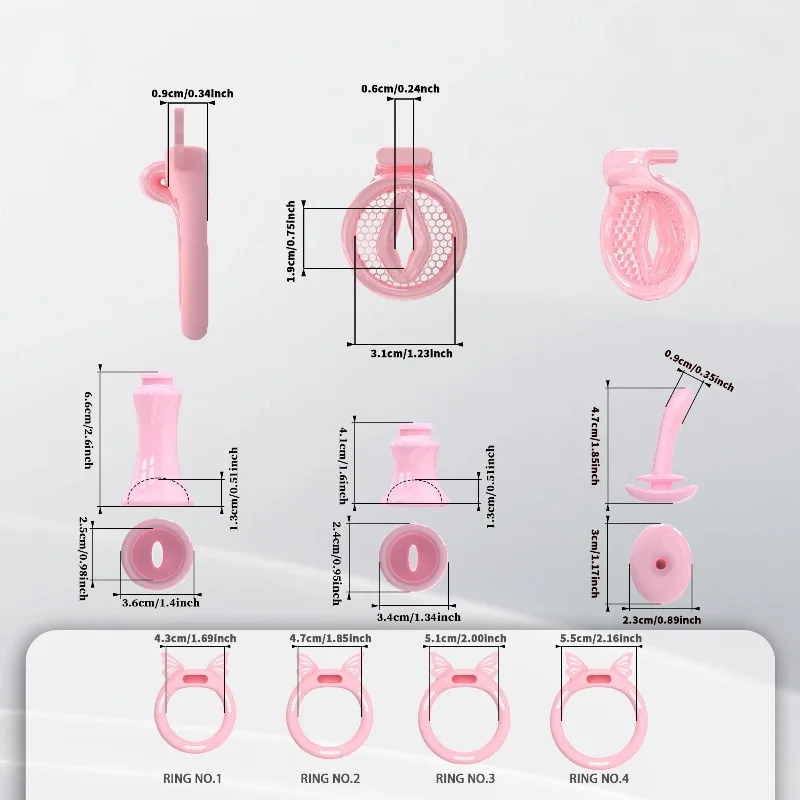 Sissy Negative Inverted Extreme Chastity Cage with 4 Size Silicone Rings Bondage Cock Exercise Urine Blockage Sex Toys for Man
