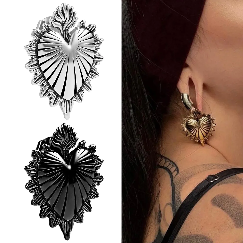 Vanku 2szt 12mm Punk Heart Ear Hanger Obciążniki do rozciągniętych płatków ze stali nierdzewnej 316 Zatyczki do uszu Tunele Biżuteria do ciała