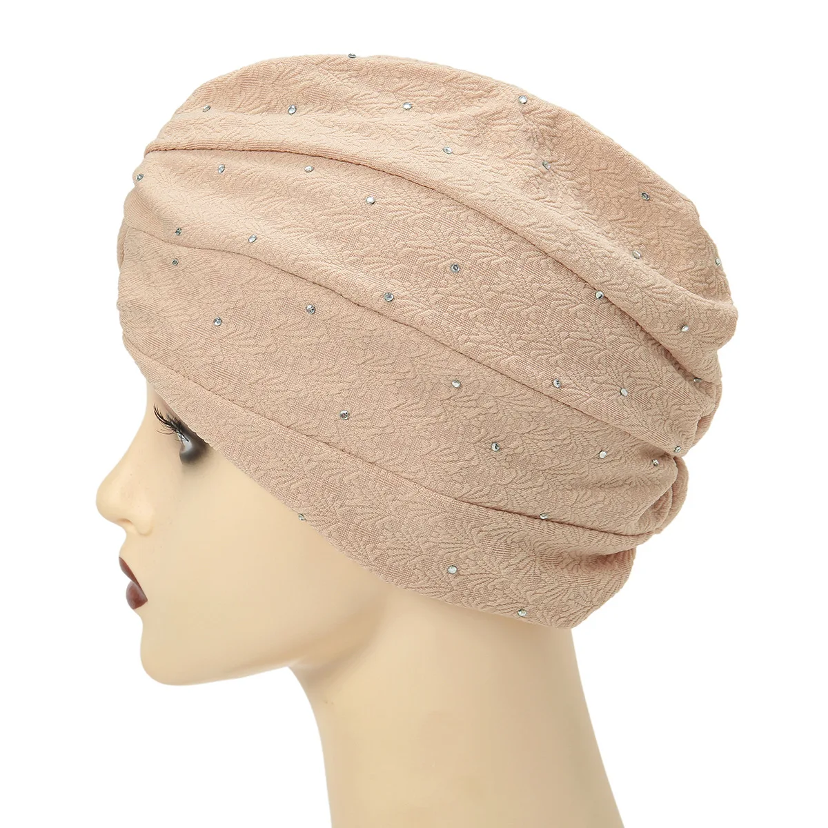 Solid Color Muslim Hijab Caps With Drill Women Wrap Head Soft Elastic Ladies Fashion Indian Turban Bonnet