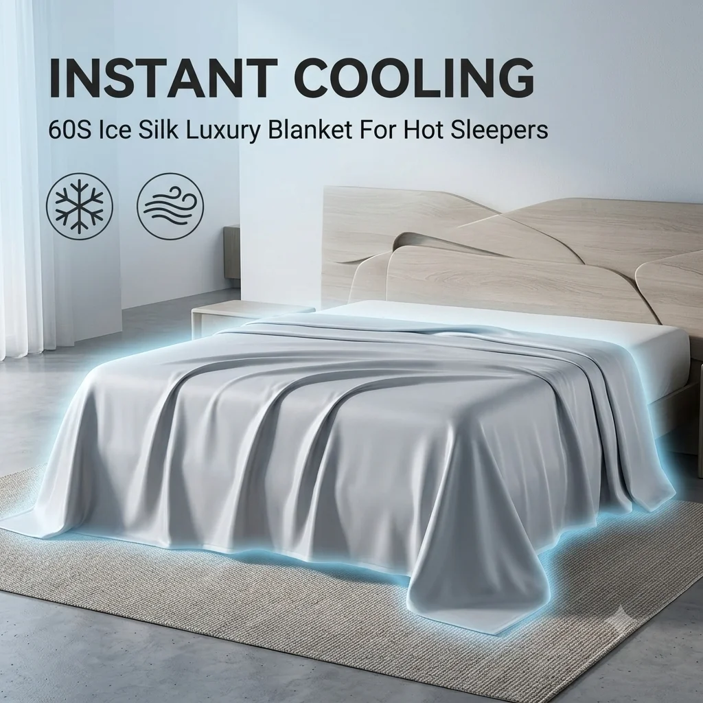 Instant Cooling Blanket for Hot Sleepers 60S Ice Silk Summer Comforter Light Breathable Cooling Quilt for Bed Couch Travel