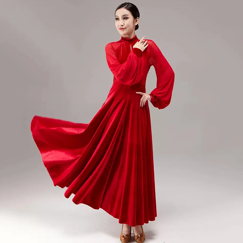 New Ballroom Dance Competition Dress National Standard Modern  Costumes Big Swing Velvet Women Waltz Dancing Clothes