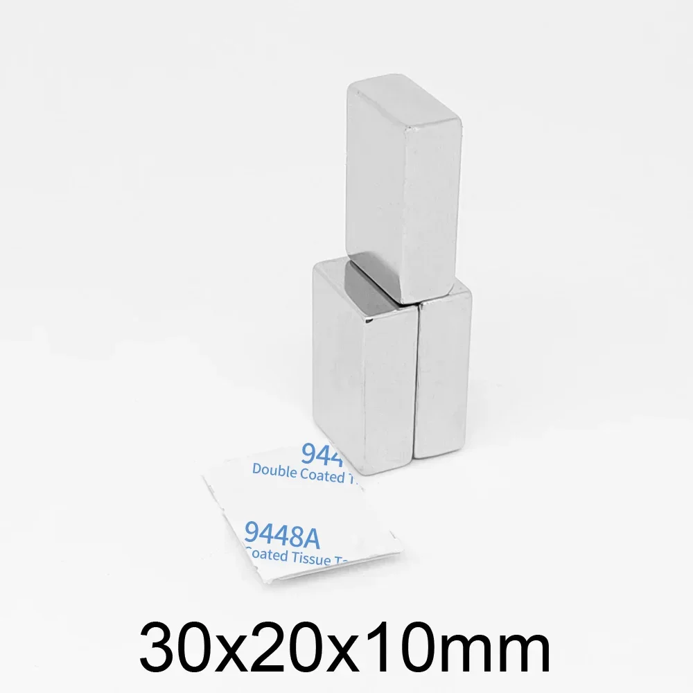 30x20x10mm Quadrate Super Powerful Strong Magnetic Magnets With 3M Tape 30*20*10 Block Neodymium Magnets 30x20x10