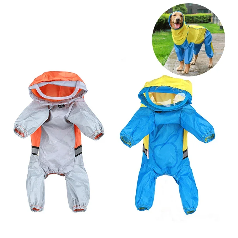 Pet Clothes Four Seasons Outdoor All-inclusive Reflective Dog Raincoat Schnauzer Golden Retriever Costumes Waterproof Rainwear