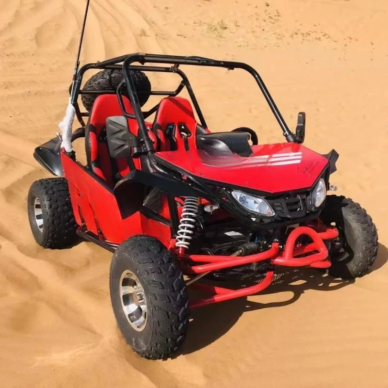 All-Terrain Four-Drive Off-Road Vehicle Gas-Powered Electric 200cc Engine Single/Double Seat Beach Kart for Children Adults