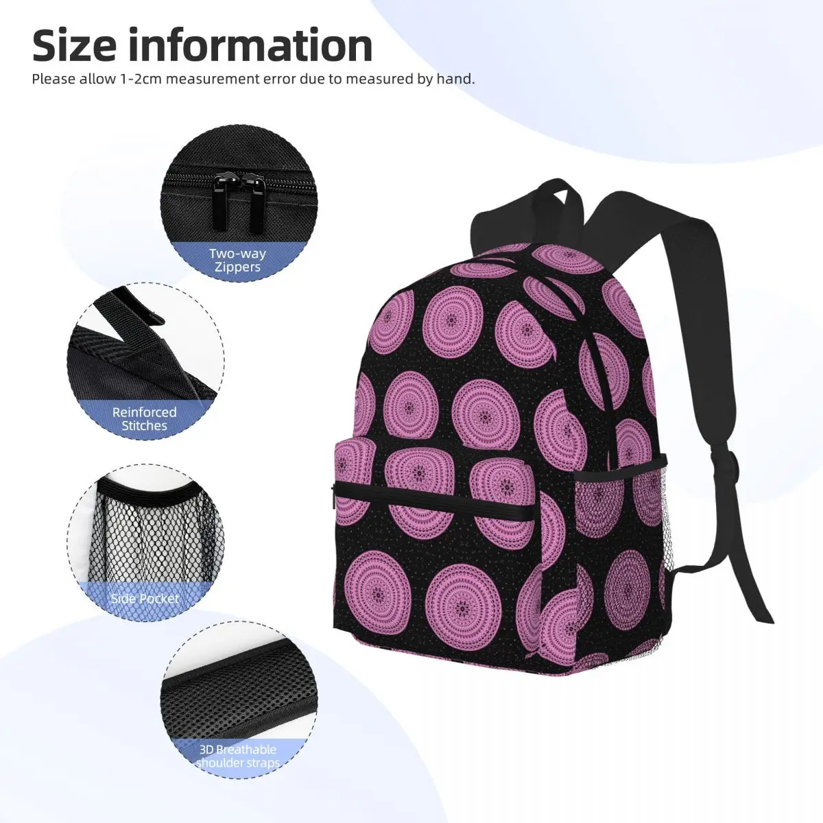 Sakura Dreamscape Mandala Blossoming Tranquility In Cosmic Bloom Zaino Borsa da scuola Escursionismo Viaggio Zaino Bookbag Borse a tracolla