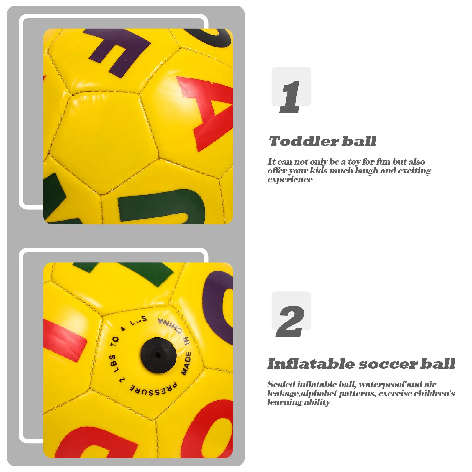 

Lightweight Kids Inflatable Soccer Ball English Letter Printed Surface for Toddler Outdoor Activity Wear-Resistant PVC
