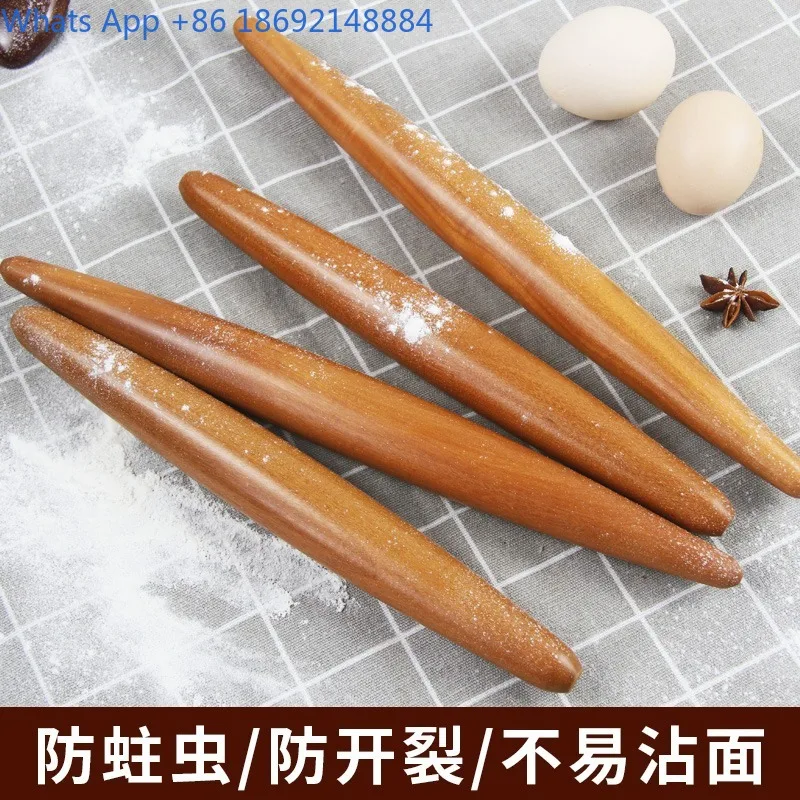 Red Heart Jujube Wood Rolling Pin Fish Belly Shape Two-End Thin Solid Wood Rolling Stick Small Size Special for Shaobing