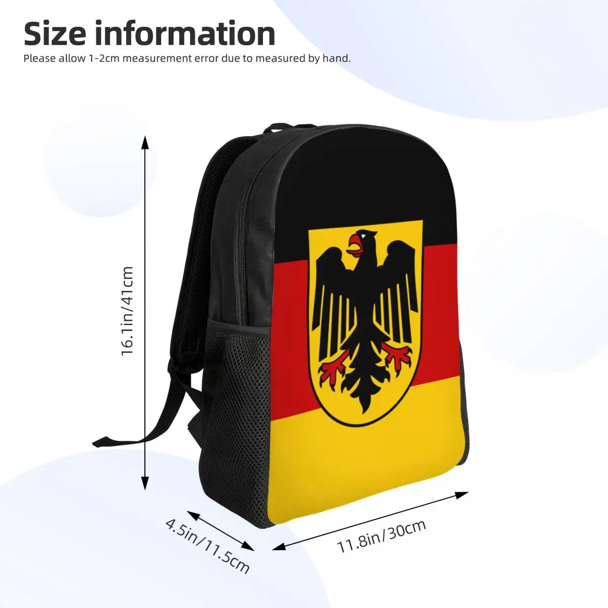 Mochila bandeira alemã personalizada, Bookbag básico para escola universitária, Sacos patrióticos alemães para homens e mulheres