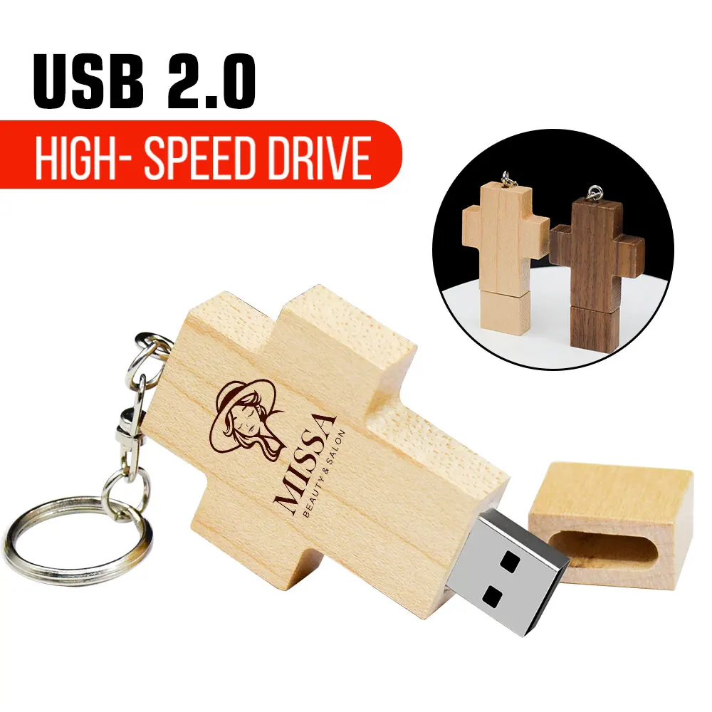 

( free logo) creative wooden cross Christian usb 2.0 flash drive 4GB 8GB 16GB 32GB 64GB pen drive memory stick