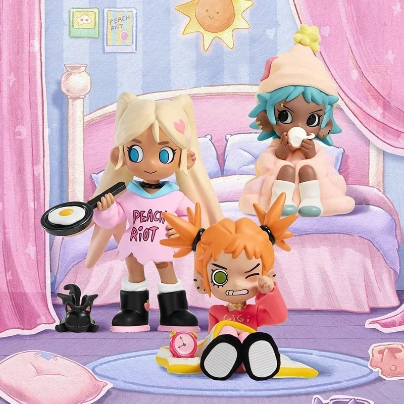 

POP MART Lil Peach Riot Sleepover Series слепая коробка Mystery Box Guess Bag Toys Doll Cute Anime Figure Desktop Ornament Collection