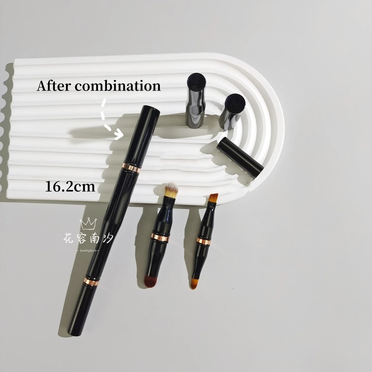 Dual-Ended Portable Makeup Brush Set with Cap: Concealer, Lip Liner, Eyebrow Spoolie, Under-Eye Blending Brush, Travel Case