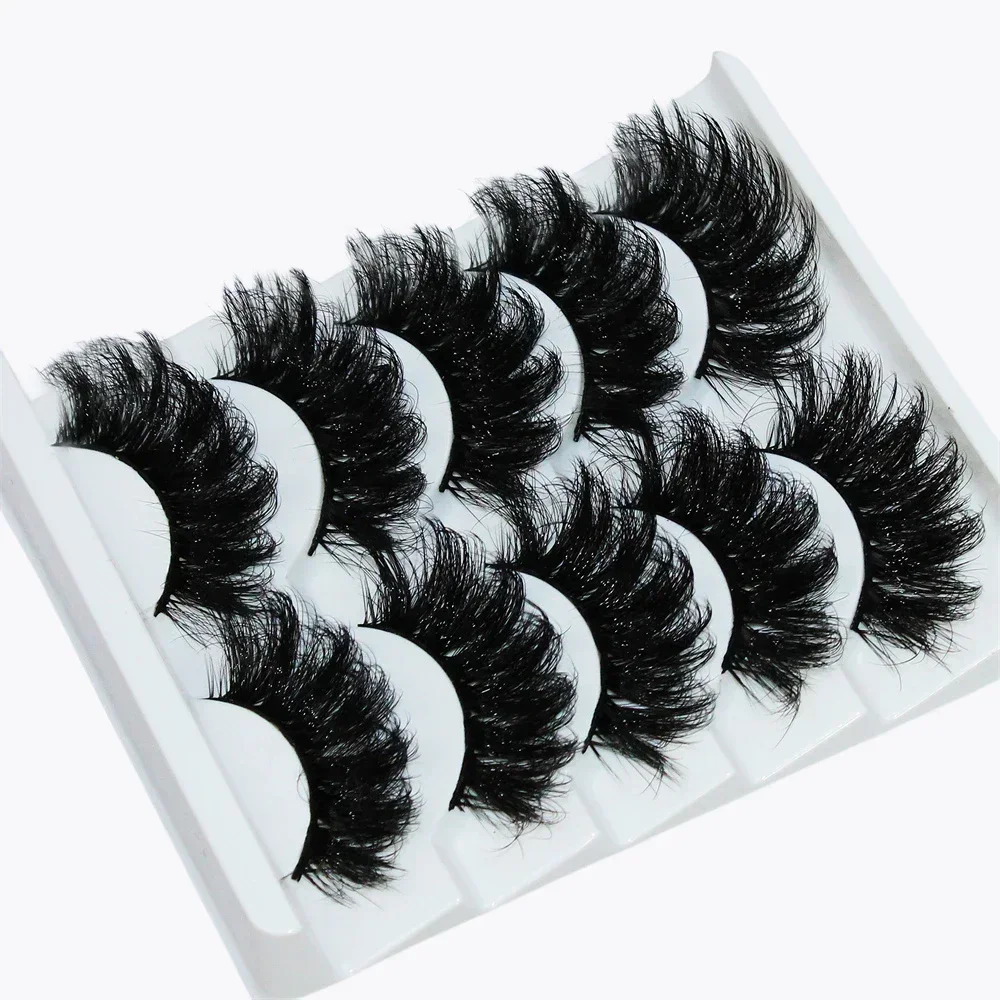 5 Pairs 3D Fake Lashes Dramatic Volume Thick Lashes Fluffy Natural False Eyelashes Thick Dramatic False Eyelashes