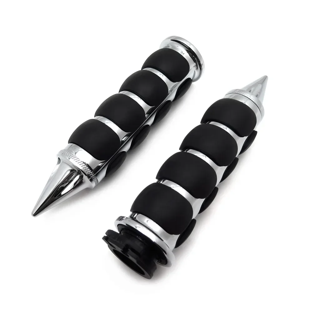 Motorcycle Spike 25mm/1" Rubber Handlebar Grips for Harley Road King CVO Springer Deluxe,GL1800 2001-2012 5